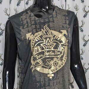 Trans Liberation Now Upcycled Bleach Dyed Sweatshirt Muscle Tank M